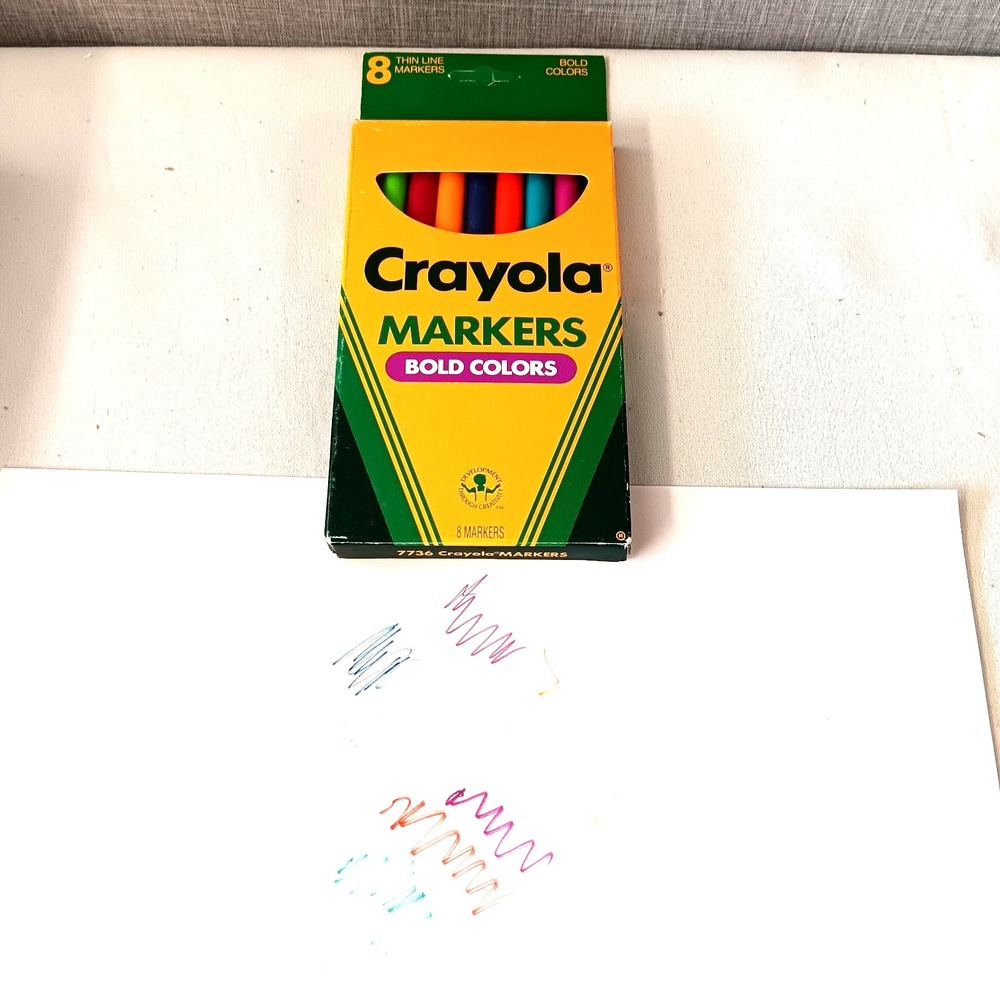 Crayola Vintage Thin Line Markers Bold Colors 1989 Set 10 Fine Tip Grape Forest+
